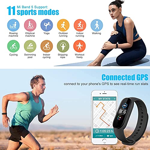 Xiaomi Mi Band 5, Smart Band 5 versión Global, Reloj Inteligente con Pulsera de Actividad, Pantalla a Color AMOLED de 1,14 ”, Monitor de frecuencia cardíaca, 10 Modos de Entrenamiento, 5 ATM, Negro