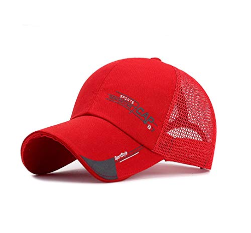 XibeiTrade Unisex verano gorra de béisbol hombres mujeres deportes al aire libre lona malla transpirable sombrero, Rojo, Medium
