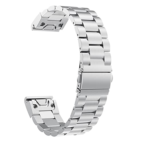 XIYY 20 22 22mm Correa de Metal de Acero Inoxidable para Garmin Fenix 5s 5 5X Más 6X 6 6s Pro 3 Horas Pulsera de Pulsera de Reloj Inteligente de Lanzamiento rápido (Color : Silver, Size : 26mm)