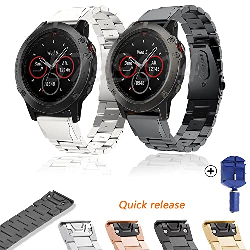 XIYY Correa de muñeca de Acero Inoxidable para Garmin Fenix 6X 6s 6 5X 5 5s Más 3hR 935 945 Banda de Pulsera de Metal de liberación rápida de EasyFit (Color : Silver, Size : 26mm Fenix 6X 6X Pro)