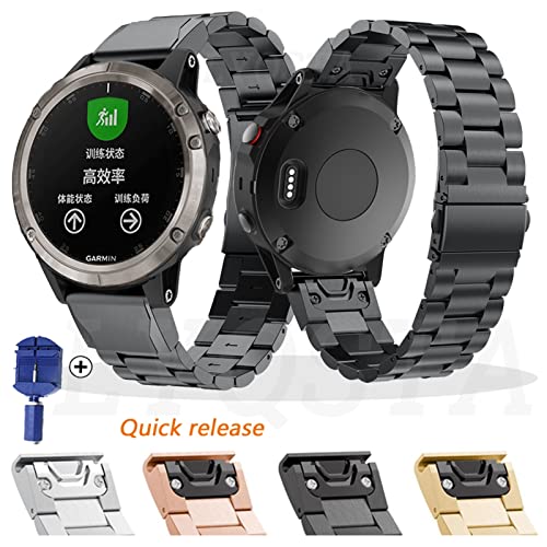 XIYY Correa de Reloj de liberación rápida de Acero Inoxidable 26mm 22mm para Garmin Fenix ​​6 6X Pro 5X 5 Plus 3 HR Reloj Easyfit Correa (Color : Silver, Size : 22mm Fenix 6 6Pro)