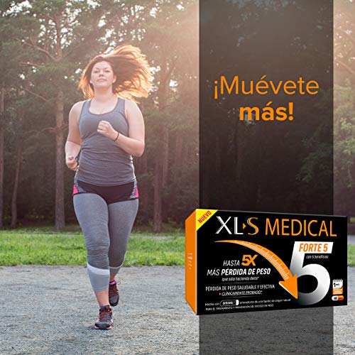 XLS Medical Forte 5 | Captagrasas | Pierde Hasta 5 Veces Más Peso Que Solo Haciendo Dieta | Perder Peso | Origen Natural 100% Vegano, 1 Mes, Blanco, 180 Cápsulas