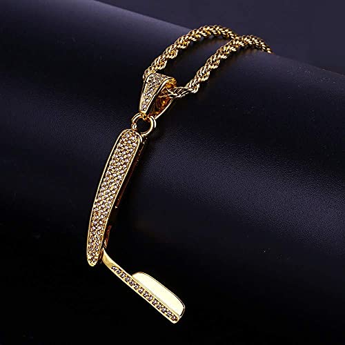 XMcKJ Accesorios de Moda， Hip Hop Iced out Bling Ebay Razor Colgante 18k Collar de Cadena Chapado en Oro para Hombres Mujeres