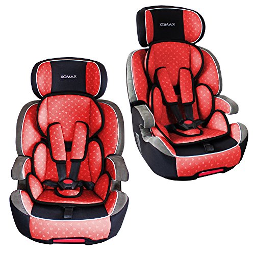 XOMAX XL-518 Silla de Coche con ISOFIX I creciendo con Usted I 9-36 kg, 1-12 años, Grupo 1/2/3 I Arnés de 5 Puntos y arnés de 3 Puntos I Funda Desmontable y Lavable I ECE R44/04 I Gris/Negro