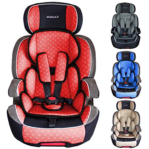 XOMAX XL-518 Silla de Coche con ISOFIX I creciendo con Usted I 9-36 kg, 1-12 años, Grupo 1/2/3 I Arnés de 5 Puntos y arnés de 3 Puntos I Funda Desmontable y Lavable I ECE R44/04 I Gris/Negro