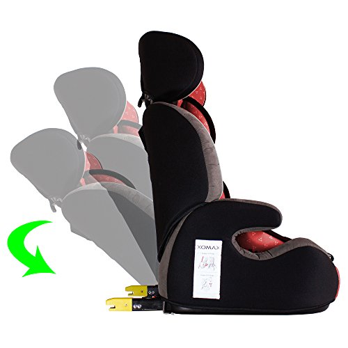 XOMAX XL-518 Silla de Coche con ISOFIX I creciendo con Usted I 9-36 kg, 1-12 años, Grupo 1/2/3 I Arnés de 5 Puntos y arnés de 3 Puntos I Funda Desmontable y Lavable I ECE R44/04 I Gris/Negro