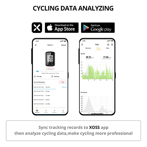 XOSS G+ Computadora GPS Inalámbrico Velocímetro Impermeable Bicicleta de Carretera MTB Bicicletas Eléctricas Bluetooth Ant + con Computadoras de Ciclismo de Cadencia (Combo 3)