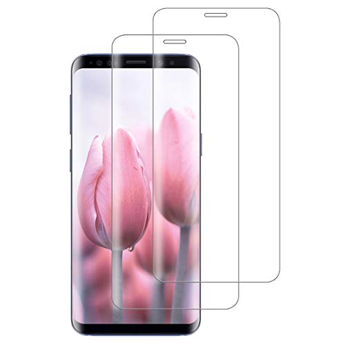 XSWO 2 Unidades Cristal Templado para Galaxy S9, Protector de Pantalla para Samsung Galaxy S9, [3D Cobertura Completa] [Anti Arañazos] [Fácil Instalar] [Sin Burbujas] [9H Dureza] Vidrio Templado