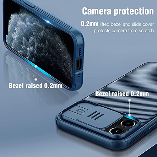 XTCASE Funda para iPhone 12 Pro MAX, Protección de la cámara Carcasa Cubierta de cámara Deslizante Proteger Ultra-Delgado Híbrida PC Anti-Choque Anti-arañazos - Azul