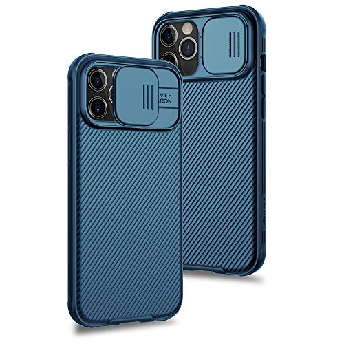 XTCASE Funda para iPhone 12 Pro MAX, Protección de la cámara Carcasa Cubierta de cámara Deslizante Proteger Ultra-Delgado Híbrida PC Anti-Choque Anti-arañazos - Azul