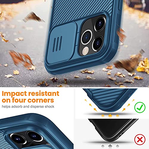XTCASE Funda para iPhone 12 Pro MAX, Protección de la cámara Carcasa Cubierta de cámara Deslizante Proteger Ultra-Delgado Híbrida PC Anti-Choque Anti-arañazos - Azul