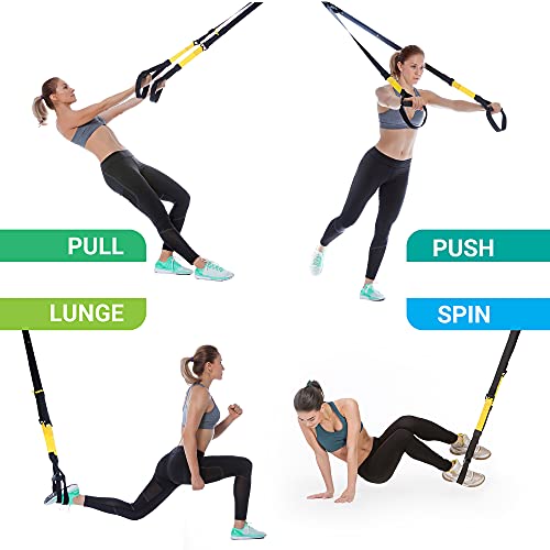Xtride Kit de Entrenamiento en Suspensión Fitness Profesional, Cintas, Bandas Elásticas, Entrenamiento Muscular con Anclaje para la Puerta