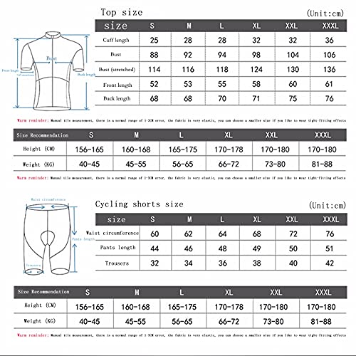 Xu Yuan Jia-Shop Hombres Ciclismo Jersey Conjunto de Verano Mountain Bike Ropa de Manga Corta Camisa de Bicicleta Transpirable con Pantalones Cortos Acolchados Negros (Size : XXX-Large)