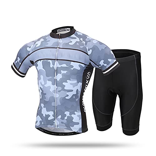 Xu Yuan Jia-Shop Hombres Ciclismo Jersey Conjunto de Verano Mountain Bike Ropa de Manga Corta Camisa de Bicicleta Transpirable con Pantalones Cortos Acolchados Negros (Size : XXX-Large)