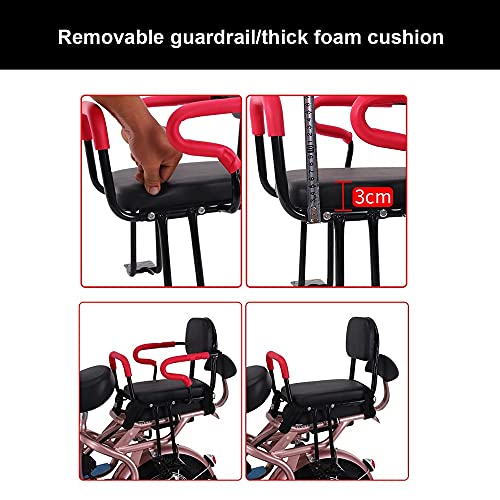XUDAN Asiento Trasero De Bicicleta para NiñOs,con Barandas Desmontables Y Almohadillas para Los Pies, Postura Sentada Segura, Engrosamiento Y Ensanchamiento De 1 A 16 AñOs