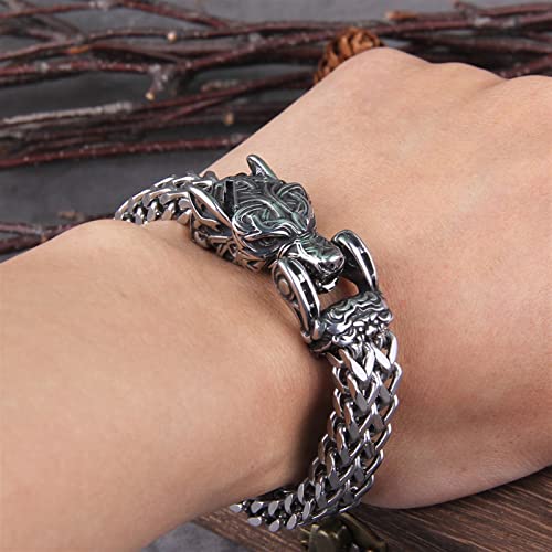 XXXXW Vikings joyería de Acero Inoxidable Brazalete de Oso de Acero Inoxidable Cadena de Malla de los Hombres Puede Abrir Oso Boca Pulseras Publiques Joyería del Ciclista Hombre Pulseras