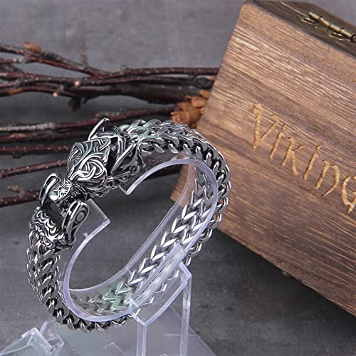 XXXXW Vikings joyería de Acero Inoxidable Brazalete de Oso de Acero Inoxidable Cadena de Malla de los Hombres Puede Abrir Oso Boca Pulseras Publiques Joyería del Ciclista Hombre Pulseras