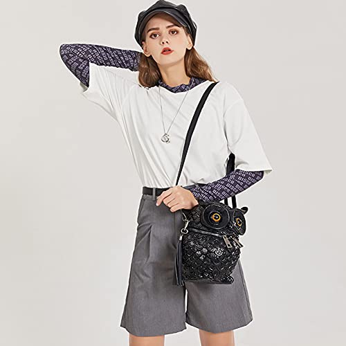 Yagerod 3D Owl Embossed Shoulder Bag Creative Punk Female Bag Messenger Bag Original Animal Tassel Handbag 2021 New (Silver)