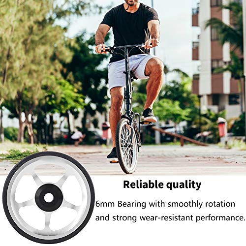 Yagosodee Bicicleta plegable fácil rueda de aluminio fácil rueda de montar bicicleta rueda empuje rueda con tornillo de montaje cojinete 6mm (plata negro)