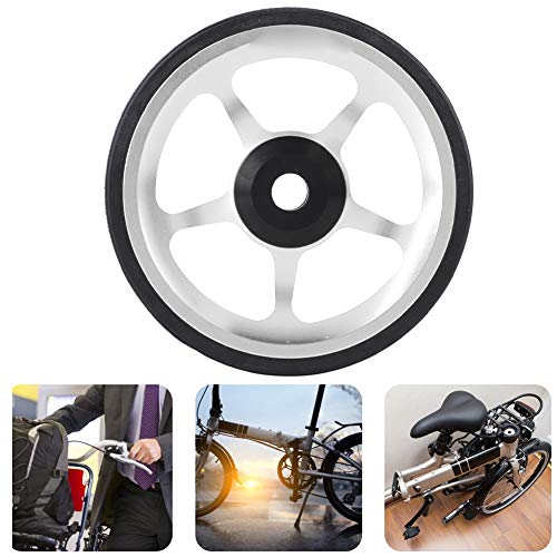 Yagosodee Bicicleta plegable fácil rueda de aluminio fácil rueda de montar bicicleta rueda empuje rueda con tornillo de montaje cojinete 6mm (plata negro)