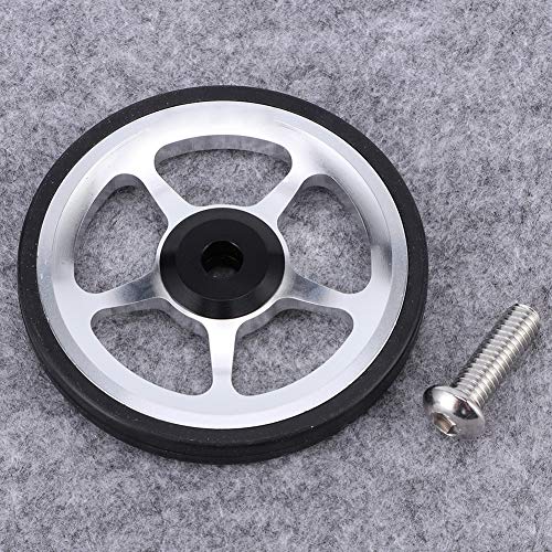 Yagosodee Bicicleta plegable fácil rueda de aluminio fácil rueda de montar bicicleta rueda empuje rueda con tornillo de montaje cojinete 6mm (plata negro)
