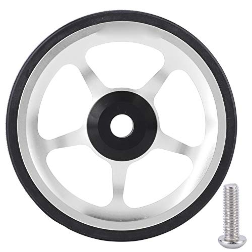 Yagosodee Bicicleta plegable fácil rueda de aluminio fácil rueda de montar bicicleta rueda empuje rueda con tornillo de montaje cojinete 6mm (plata negro)