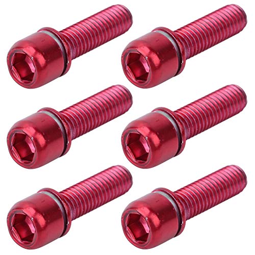 Yagosodee Tallo de la bicicleta Tornillo Bike Perno con distancia para bicicleta de aleación de titanio Dirección parte del manillar M5 x 18 mm (rojo)