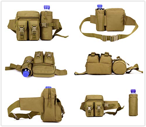 Yakmoo Bolso de Cintura Estilo Militar Táctico Bolsa de Riñonera o Bandolera Impermeable con Bolsillo para Botella al Aire Libre