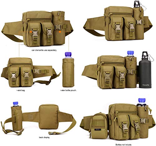 Yakmoo Bolso de Cintura Estilo Militar Táctico Bolsa de Riñonera o Bandolera Impermeable con Bolsillo para Botella al Aire Libre