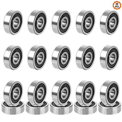 Yangfei 20Pcs Rodamientos de Bolas Cojinete de Bolas 625RS Cojinete de Bolas de Ranura Profunda, Rodamientos de Bolas de Acero 5 * 16 * 5 mm (Diámetro interior: 5 mm)