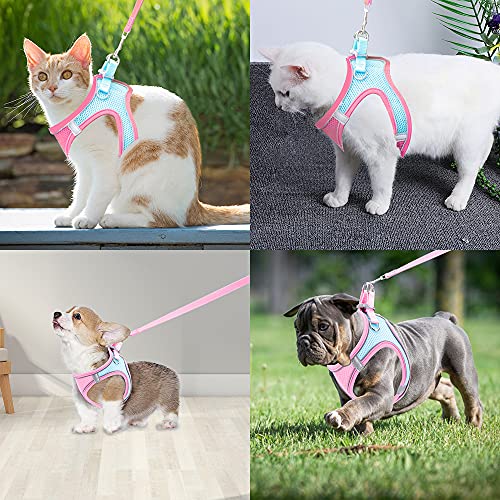 YATOSEEN Arnes Perro Anti tirones Perros con Lineas, Reflectantes Cómodo Transpirable Chaleco Acolchado Ajustable para Adiesreamiento Correr Grande Mediano Pequeño Arnés Pecho (L, Pink)