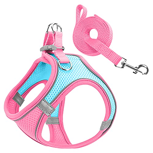 YATOSEEN Arnes Perro Anti tirones Perros con Lineas, Reflectantes Cómodo Transpirable Chaleco Acolchado Ajustable para Adiesreamiento Correr Grande Mediano Pequeño Arnés Pecho (L, Pink)