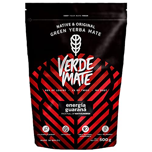 Yerba Verde Mate Green Energía Guarana 500g | Verde Mate Green Energía | Yerba Mate de Brasil | Yerba Mate Con Cafeína Natural | Sin gluten