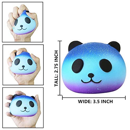 Yetech 4 Pcs Squishy Gigante Kawaii Juguetes Galaxy Starry Slow Rising Squeeze Perfumado Paquetes Juguetes Antiestrés Descompresión Pack Regalo para Adultos y niños(Diente+Panda+Unicornio+Ciervo)