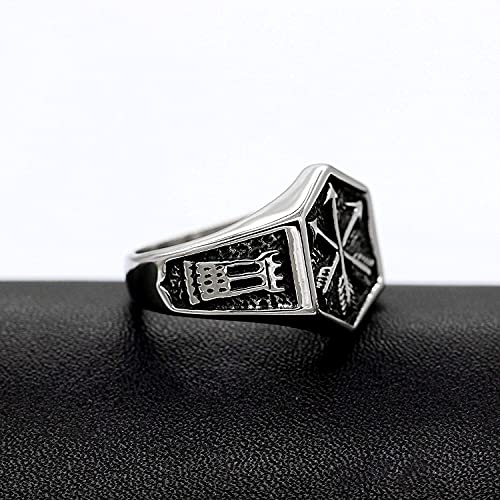 YFGlgy Hombres Ancha Boda Joyería Flecha Anillo Acero Inoxidable Punk Biker Hexagon Anillos Muchachos Hombres Cumpleaños Aniversario Fiesta Anillo Anillo,13