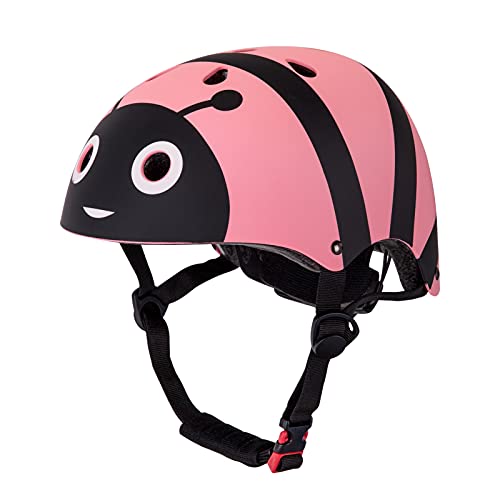 YGJT Casco Bicicleta Niños Protección de Cabeza de Seguridad de Dibujos Animados para Niños de 3-6 y 7-13 Años Peso Ligero, para Bicicleta/Patineta/Scooter/Patinaje, Rosa Biene