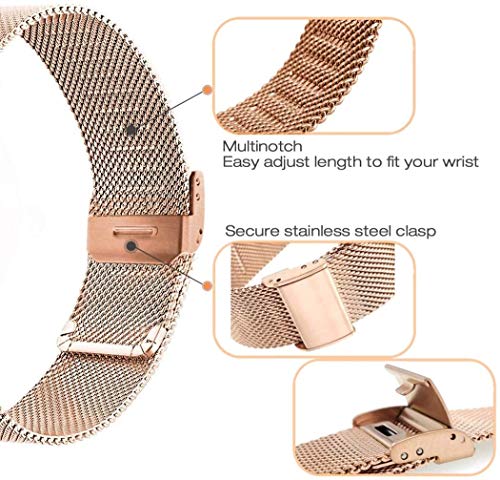 YGRY Correa de Reloj para Reloj Inteligente, Metal Watch Strap de Malla de Acero Inoxidable de 18 mm / 20 mm / 22 mm Pulseras de Repuesto de liberación rápida para Hombres y Mujeres (18 mm, Oro Rosa)