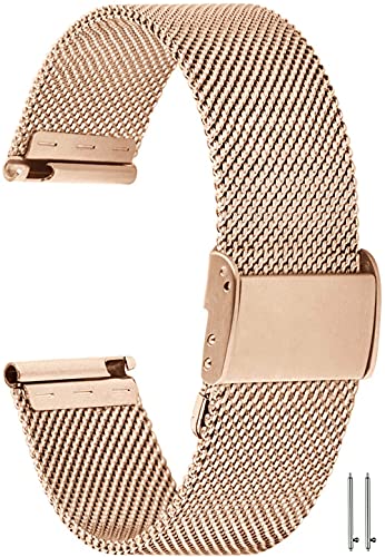 YGRY Correa de Reloj para Reloj Inteligente, Metal Watch Strap de Malla de Acero Inoxidable de 18 mm / 20 mm / 22 mm Pulseras de Repuesto de liberación rápida para Hombres y Mujeres (18 mm, Oro Rosa)