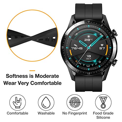 YHC Correas para Huawei Watch GT2/GT2 Classic/GT2 Pro 46mm,Compatible con Huawei Watch GT 2e/GT Sport Active 46 mm (01-Negro)