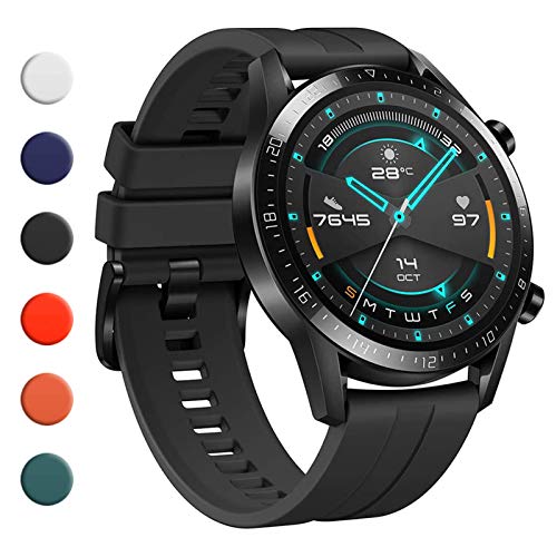 YHC Correas para Huawei Watch GT2/GT2 Classic/GT2 Pro 46mm,Compatible con Huawei Watch GT 2e/GT Sport Active 46 mm (01-Negro)