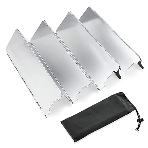 YHZMY 10 Placas Parabrisas Plegable, Parabrisas Aluminio Plegable Aleación de Aluminio con, para Camping Cocina Estufa de Gas Escudo Pantalla de Viento Cortavientos al Aire Libre, Acampar y Caminar