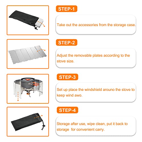 YHZMY 10 Placas Parabrisas Plegable, Parabrisas Aluminio Plegable Aleación de Aluminio con, para Camping Cocina Estufa de Gas Escudo Pantalla de Viento Cortavientos al Aire Libre, Acampar y Caminar