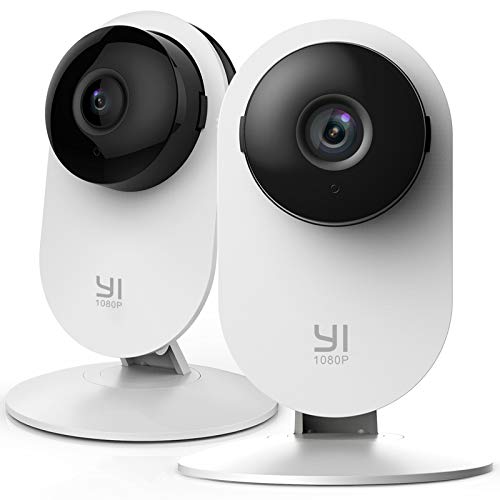 YI Cámara Interior de vigilancia IP, 1080 píxeles, WiFi, con detección de Movimiento, notificaciones Push, Audio bidireccional, visión Nocturna, cámara Inteligente para teléfono/PC, Kit de 2