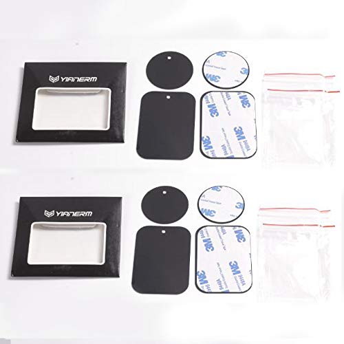 Yianerm 3M Adhesivo 8 Paquetes de Placa de Metal Delgada para Soporte magnético para teléfono de Coche (4 Redondo y 4 rectangulares)