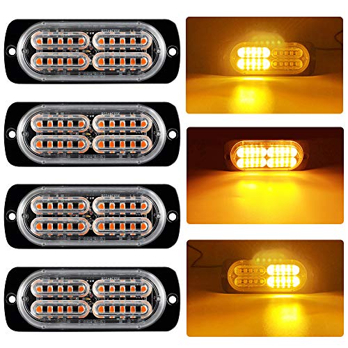 yifengshun 4x 20 amarillo Luz estroboscopica Flash LED Estroboscópica Luz de Luces de Advertencia 12-24V Camion Luces para Remolque Furgoneta