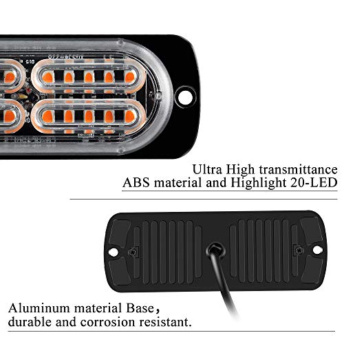 yifengshun 4x 20 amarillo Luz estroboscopica Flash LED Estroboscópica Luz de Luces de Advertencia 12-24V Camion Luces para Remolque Furgoneta