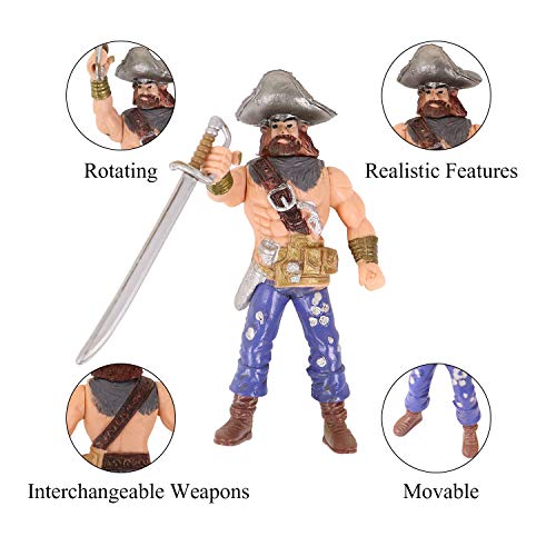 YIJIAOYUN 6 Piezas de acción Figura Piratas de Juguete con Armas / Sea Rover Sea Warriors Figuras Juegos (Cada 3.75 "de Altura)