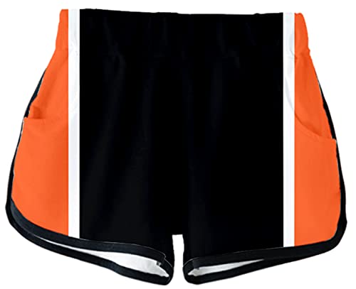 YIMIAO Niña Mujer Haikyuu Karasuno manga corta Conjuntos Hinata Shoyo Impresión de Anime 3D Traje de Moda de Cosplay Camiseta y Pantalones cortos(XS)