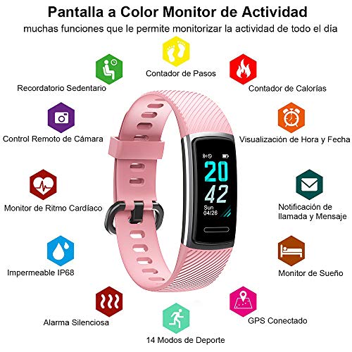 Yishark Pulsera Actividad Reloj Inteligente Mujer Fitness Tracker Niños Hombres Podómetro Reloj Deportivo Monitor de Sueño Pulsómetros Contador de Calorías Pasos Reloj Salud para Android iOS iPhone