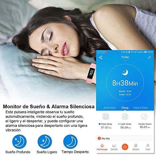 Yishark Pulsera Actividad Reloj Inteligente Mujer Fitness Tracker Niños Hombres Podómetro Reloj Deportivo Monitor de Sueño Pulsómetros Contador de Calorías Pasos Reloj Salud para Android iOS iPhone